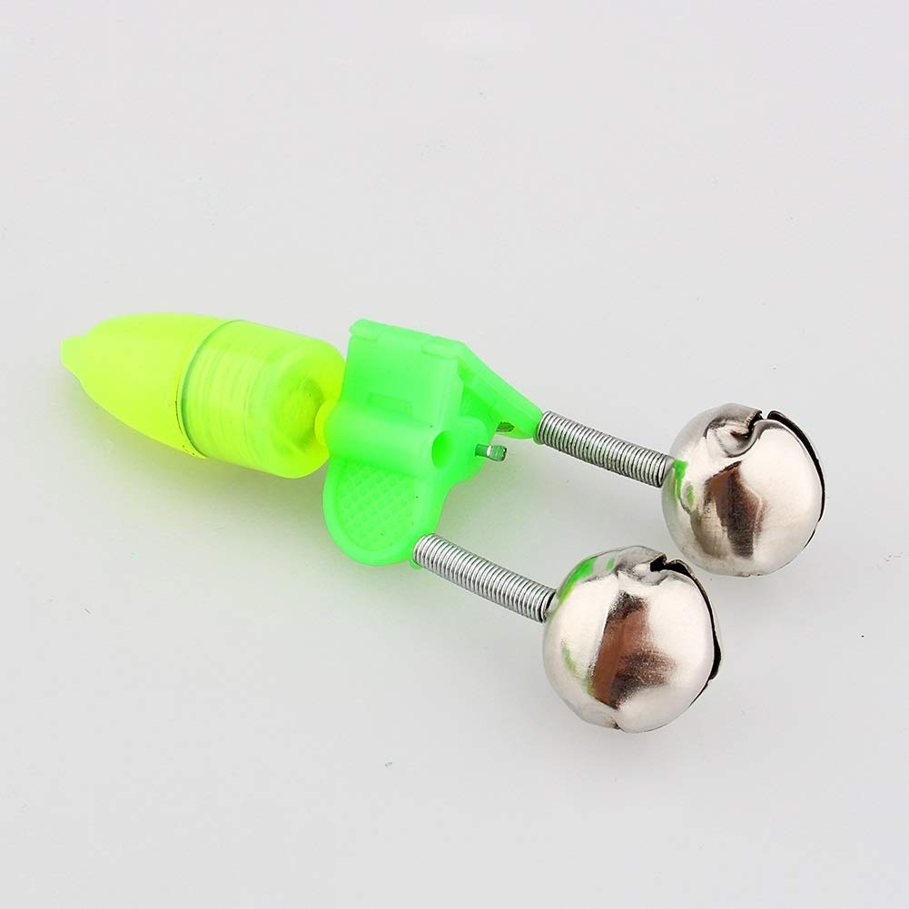 Nikou Alarma de Pesca - Campanas de Pesca Accesorios para Pescar de Noche Punta de la Varilla Clip de luz LED Varilla de Campanas Dobles Indicador de mordida Indicador Alarma