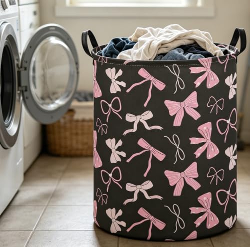 Image of 19.7 inch Laundry Basket,Waterproof Clothes Hamper,Room Decor,Gift Baskets(Bowknot)