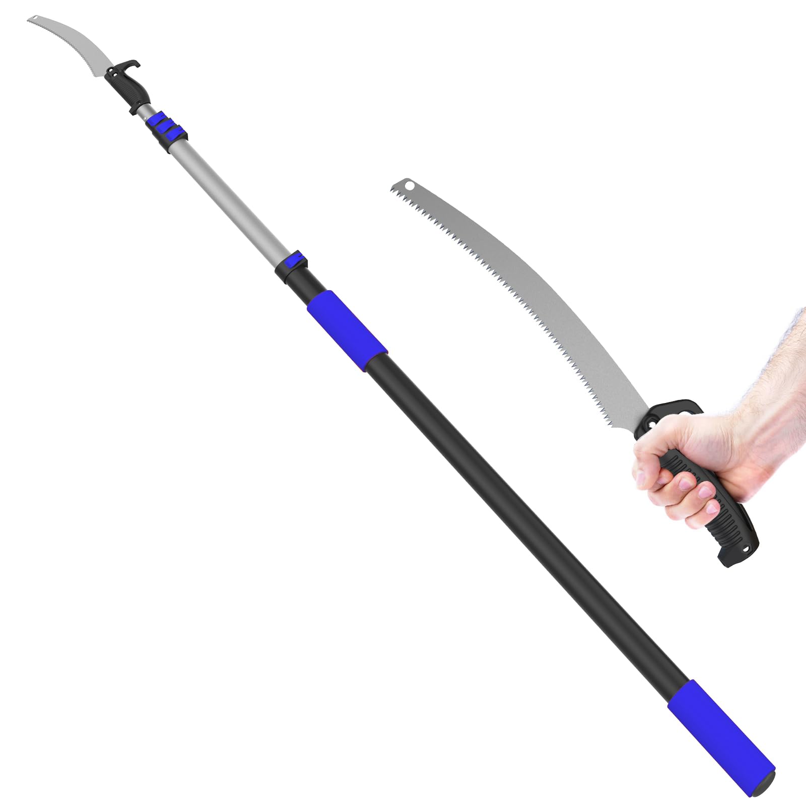 LAANPOLE 6m Pole Saw, Telescopic Tree Pruner for Tree Trimming, Tree Pruners Long Reach with Extension Pole for Backyard and Garden, Blue