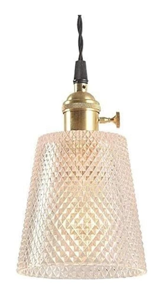 Lustre plafonnier en verre cristal transparent et lampe suspendue E27 style rétro moderne