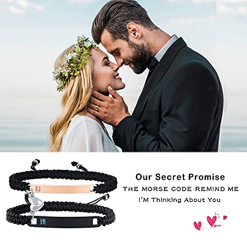 Mealguet Personalized Couple Bracelet Customized Couple Bracelets Set Mutual Attraction Custom Name Relationship Bracelet Personalized Gift For Men Women, Handmade #TOP3