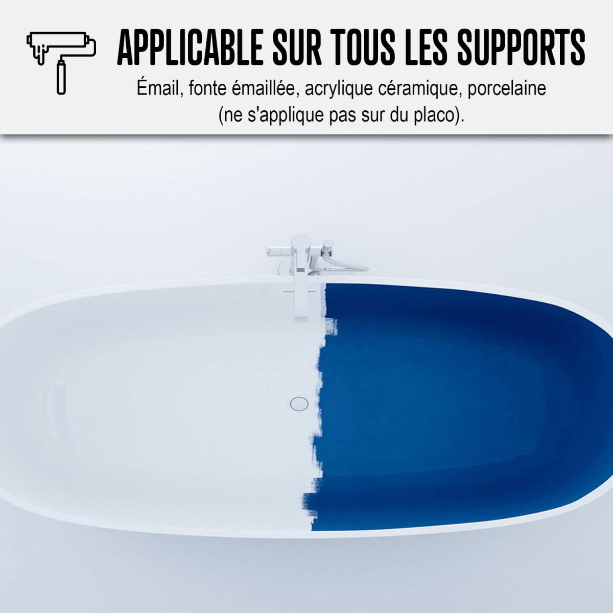 ARCANE INDUSTRIES Peinture Baignoire Lavabo Bac à douche : Résine Salle de Bain pour Baignoire émail, acrylique et fonte - 1 kg (jusqu'à 3 m² en 2 couches) Gris Argent - RAL 7001