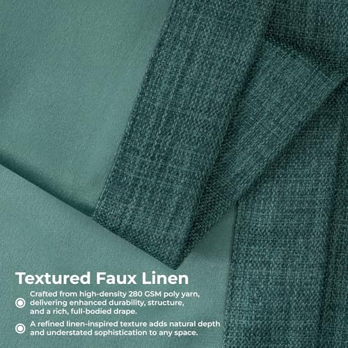 Image of HPD Half Price Drapes Grommet Linen Curtains 120 Inches Long Room Darkening Curtains for Bedroom & Living Room (1 Panel), 50W x 120L, Focal Green