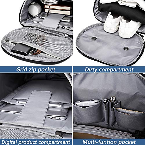 KAKA Travel Duffel Backpack, Outdoor Travel Bag with Shoe Compartment, Laptop Bookbag Weekender Overnight Carry On Daypack Water-Resistant College Bookbag Camping Rucksack Luggage for Men and Women
