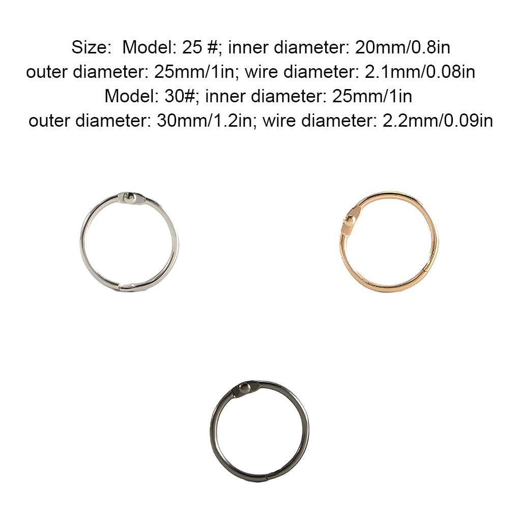 10 zestaw 50 sztuk metalowych pierścieni do segregatora, otwierane koła, luźne liście, obręcze do książek, na zawiasach, albumy, materiały do scrapbookingu, czarne wewnątrz, 20 mm