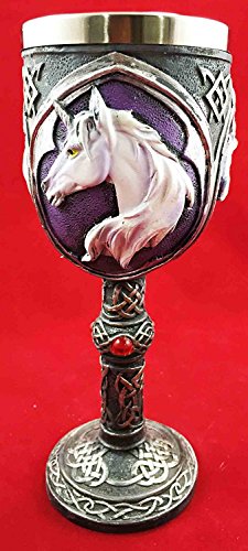PURITY WINE ENCHANTED UNICORN GOBLET CHALICE STAINLESS STEEL WITH RESIN BODY