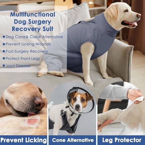 Image of AOFITEE Dog Recovery Sleeve Hind Leg, Small Dog Recovery Suit for Female Male Dog, Anti Licking Small Dog Rear Leg Sleeve, Dog Wound Cover for Rear Leg and Abdomen, Dog Cone Alternative, S