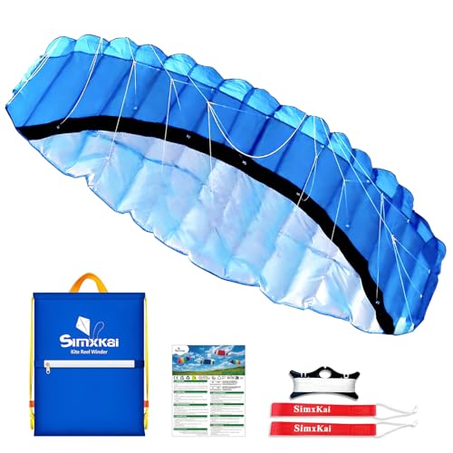 2.5m Blau, Zweileiner Matte, Drachen für Kinder und Erwachsene, 2x25m auf Winder mit Schlaufen