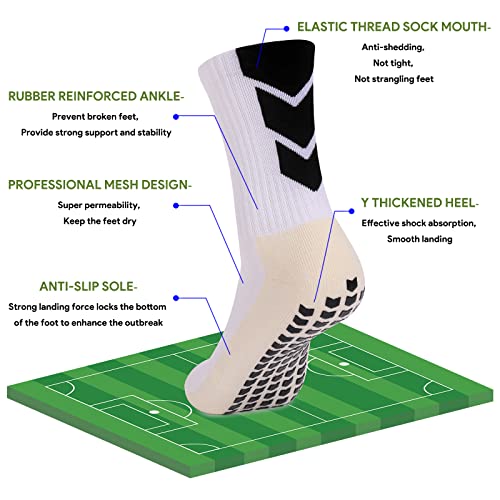 Soccer Socks - Anti Slip Youth & Mens Pairs - Hospital, Pilates & Running Athletic Socks3