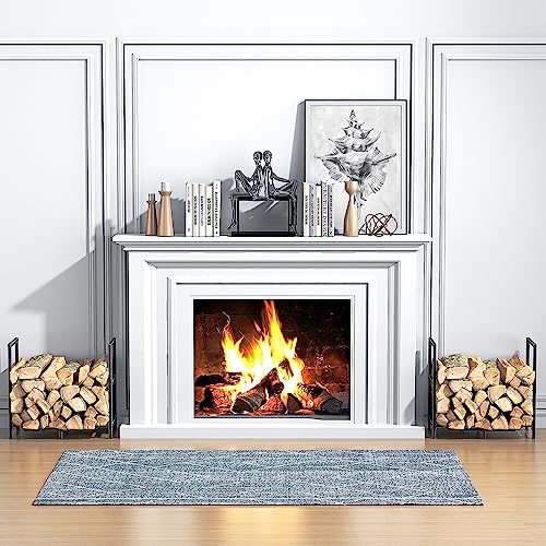Mutool Metal Firewood Rack, 65x33x60cm Firewood Log Holder for fireplace, Fireplace Wood Storage Shelf indoor/Outdoor, Black