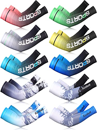 10 Pairs Sun Protection UV Arm Sleeves Cooling Anti Slip Compression Sleeves Sports Polyester Cycling Covers