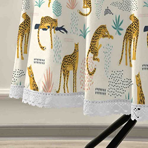 Johizuta Round Table Cloth,Yellow Black Spotted Leopards Sitting Standing And Lounging On Black Tree Branches Decorative Tablecloth Washable Table Cover For Home Decor Dinner Kitchen Dining,60" #TOP4