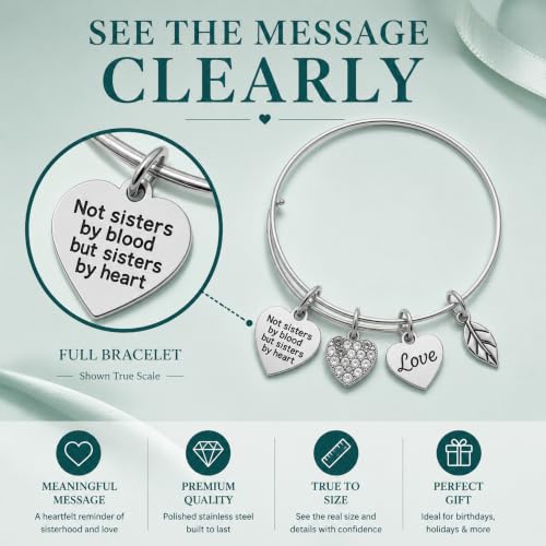 Image of Infinity Collection Best Friends Bracelets- Not Sisters By Blood But Sisters By Heart Bracelet- Friend Jewelry- Gift for Friends