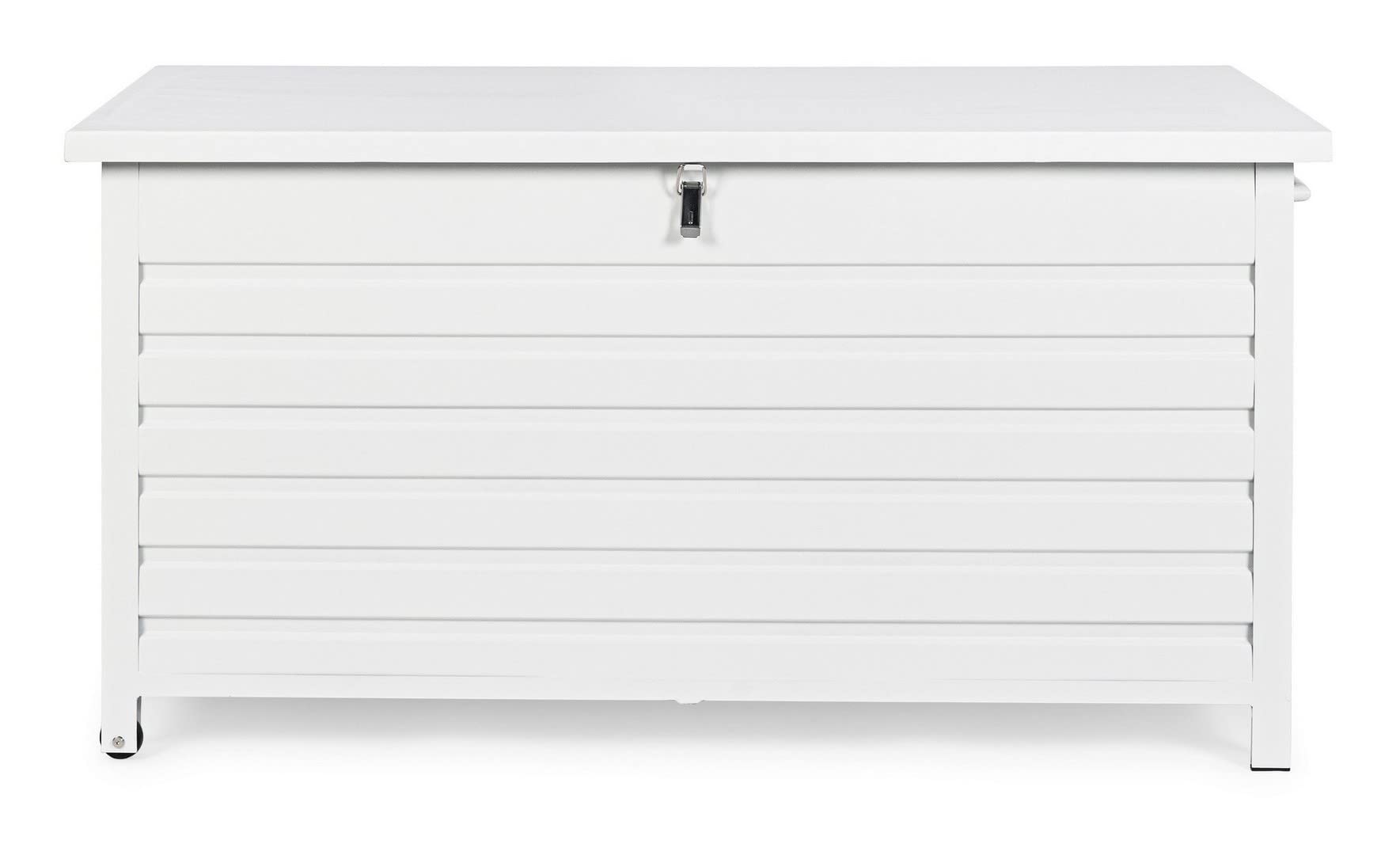 Decor Space Coffre de coffre Atlantic porte-coussins extérieur en aluminium avec roues (Blanc)