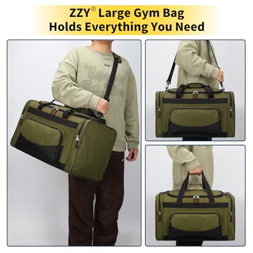Image of Gym Bag 22 inch Sport Duffle Bag for Men, Olive Green | 55L, Spcious, Multi Pockets, Workout, Weekender Duffel Bag, Travel