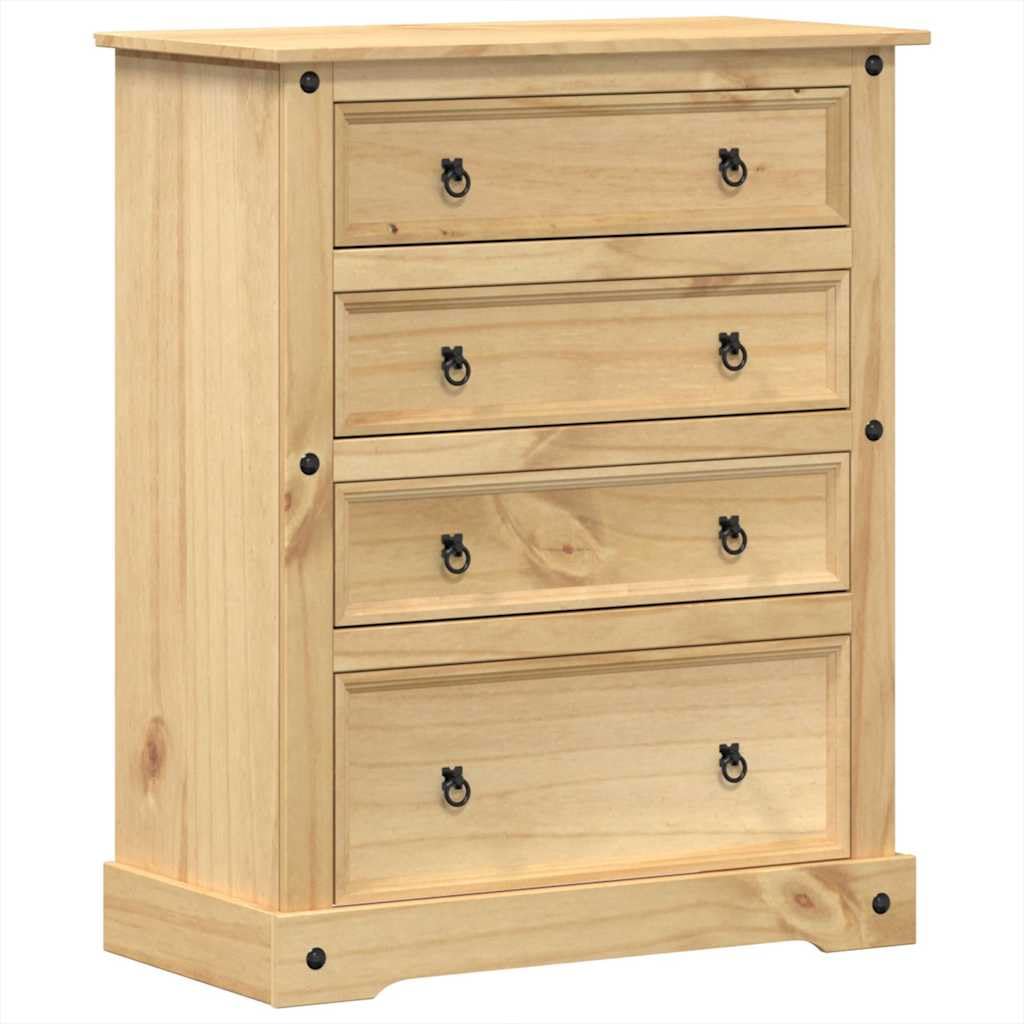 vidaXL Cassettiera Corona 92x48x114 cm in Legno Massello di Pino