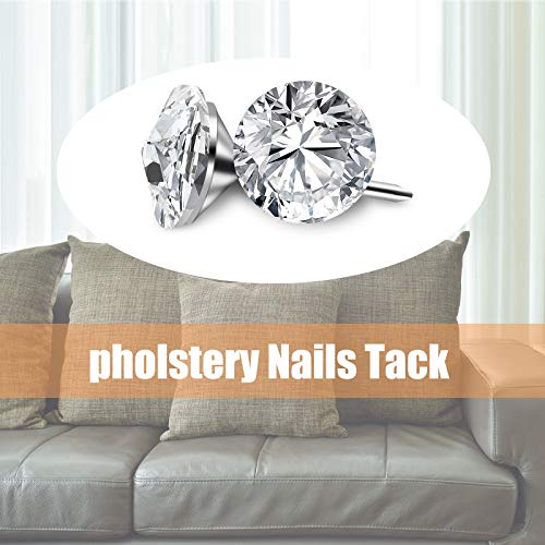 Diamond Crystal Upholstery Nails Tacks Crystal Furniture Tacks Crystal Head Thumb Tacks Decorative Push Pins For Furniture Sofa Headboards Cork Board (30 Pieces,25 Mm) #TOP4