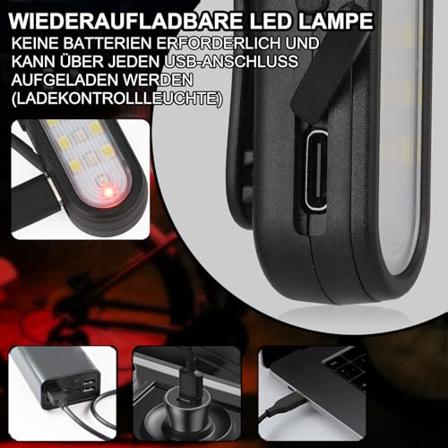 ZLCBBD LED Clip Lampe - Lauflicht Klein Stirnlampe - 2 Stück USB Aufladbar Blinklicht mit 2 Leuchteffekte für Kinder Schulranzen Laufen Joggen Camping Rucksack Kleidung (Schwarz)