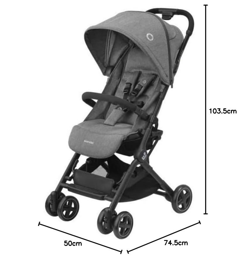 Maxi-Cosi Lara2 Baby Kinderwagen, 0–4 Jahre, 0–22 kg, federleichter, kompakter Buggy, 3 Liegepositionen, flache Liegeposition, klein zusammenklappbar, Schultergurt, Select Grey