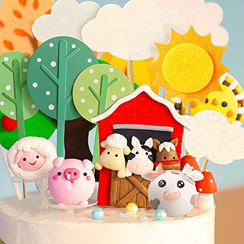 Jevenis Little Farm Animal ,Sheep, Cow Cake Decoration Pig Cake Topper For Farm Animal Baby Shower Birthday Party Decorations #TOP5