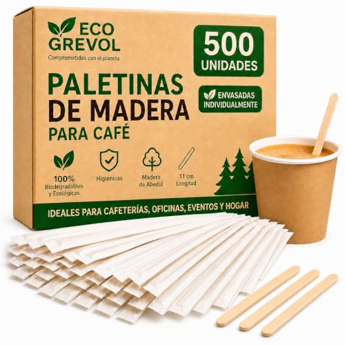 500 Paletinas Cafe Desechables 11cm - Palitos De Madera - Paletinas De Café