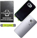 CELL4LESS Compatible Back Glass Cover Back Door w/Installed Camera Lens, Custom Removal Tool & Installed Adhesive Replacement for Samsung Galaxy S7 - All Models G930 - OEM Replacement (Silver)