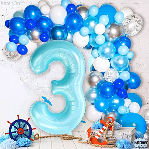 Image of KatchOn Light Blue Number 3 Balloon 40 Inch