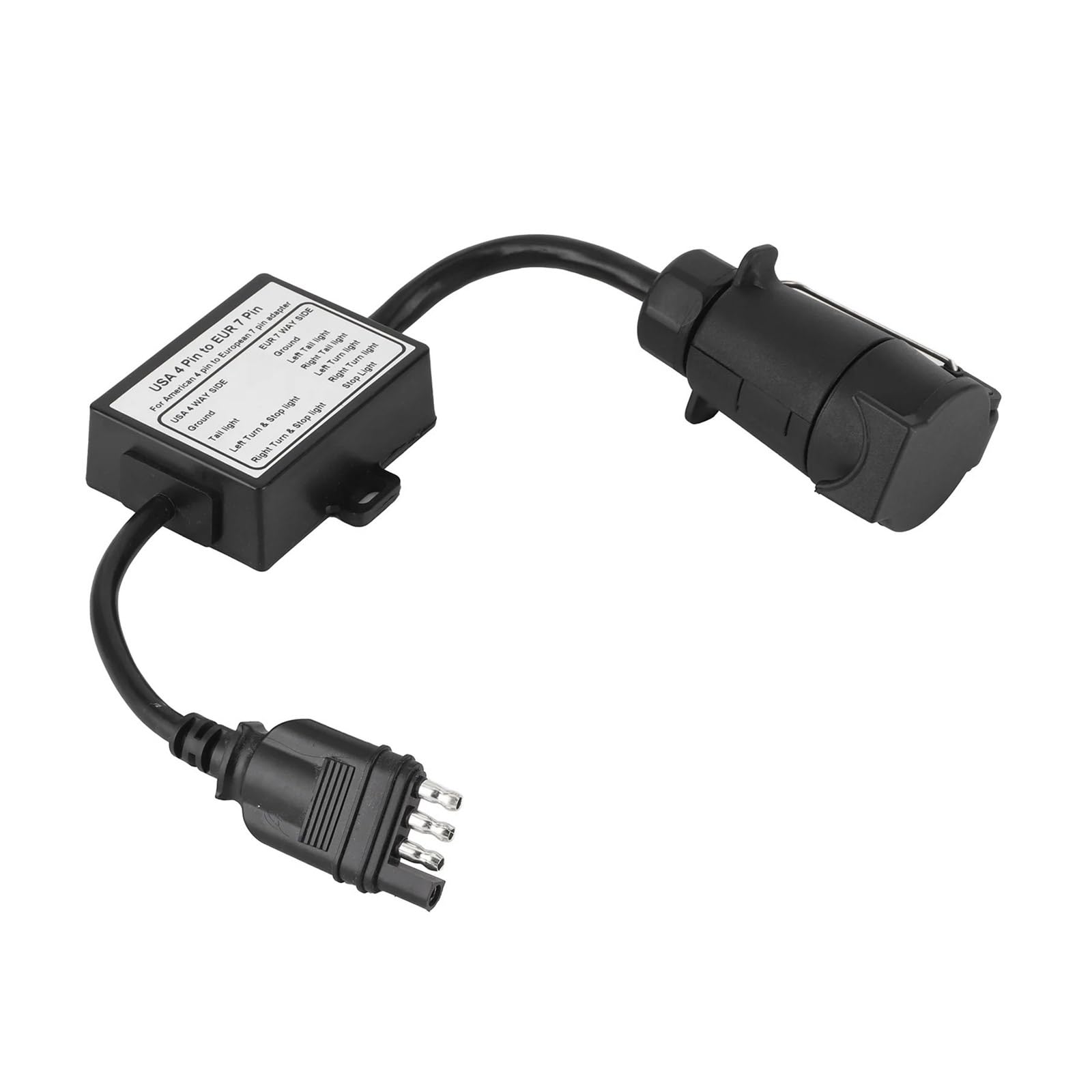 Convertidor adaptador de conector de remolque resistente a la intemperie de 4 pines a 7 pines para conexión de vehículo, transmisión de señales estables