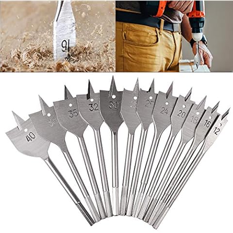 HOHXEN 12pcs Flat Wood Drill Bit Set Cover