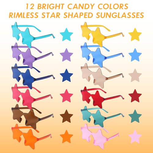 48 Pairs Kids Star Shaped Sunglasses, Rimless Transparent Glasses Bulk for Adults and Kids, Party Favors for Summer Pool, Carnival, Beach, Classroom Prize, Birthday, Goody Bag Stuffers4
