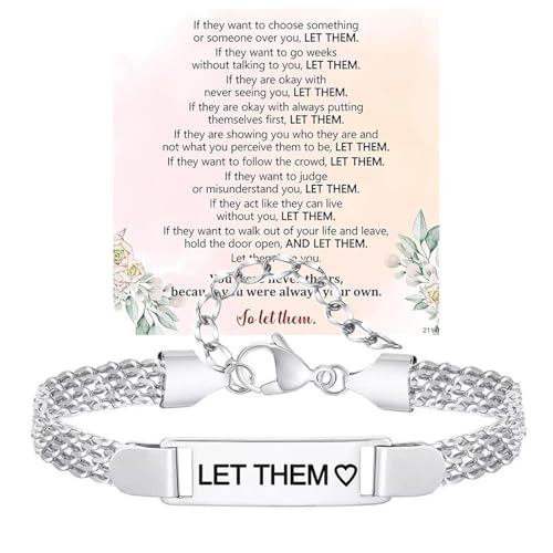Let them Cuban Bracelet For Women, Self Worth Motivational Stainless Steel Engraving Bracelets Inspirational Chain Friendship Gift Jewelry