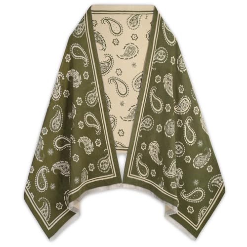 EXTREE Scarfs for Women Pashmina Silky Shawl Wrap for Evening Dressing Blanket Open Front Poncho Cape (AIU- moss green)