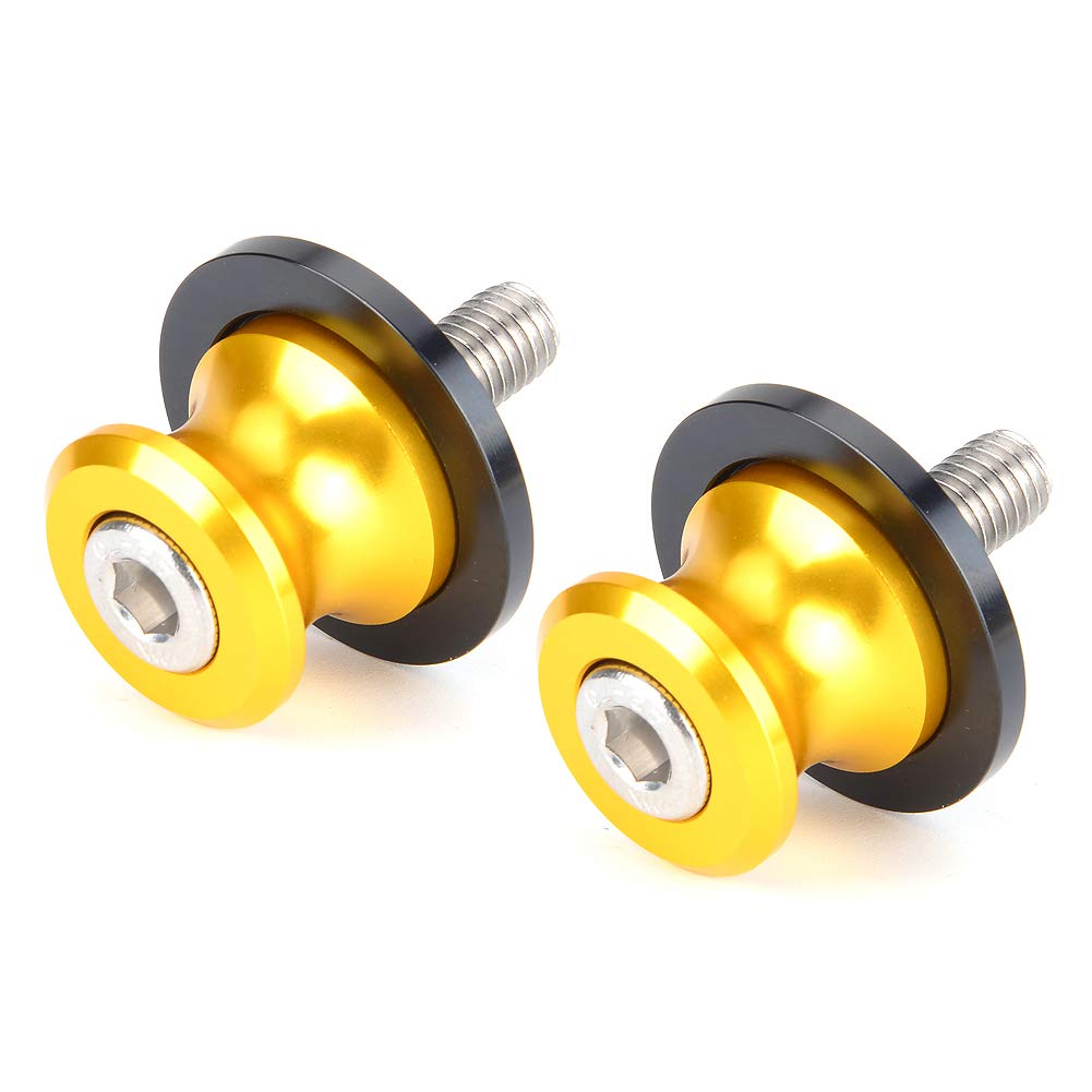 Goldfire 2Pcs 8MM M8 X1.5 Motorcycle Swing Arm Sliders Spools CNC Swing Arm Stand Screws For Kawasaki Z650 Z800 Z900 Z1000 Accessories(Yellow)