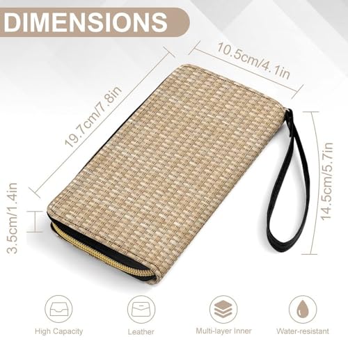 Wicker Neutral Leather Wallet with Scratch Resistant Strap for Easy Carrying2