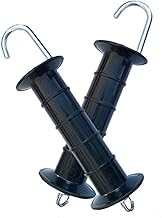 2 maniglie per cancello di recinzione, sicure elettriche, con molla per recinzione, resistenti, per giardino, stabili, colore nero