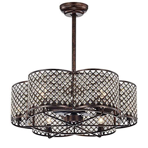 Review Product Warehouse of Tiffany CFL-8421RB Linza 30-Inch Rustic Bronze & Crystal Fandelier Flower Lighted (Incl. Remote Control) Ceiling Fan, 30.12 x 30.12 x 29.53, Metallic