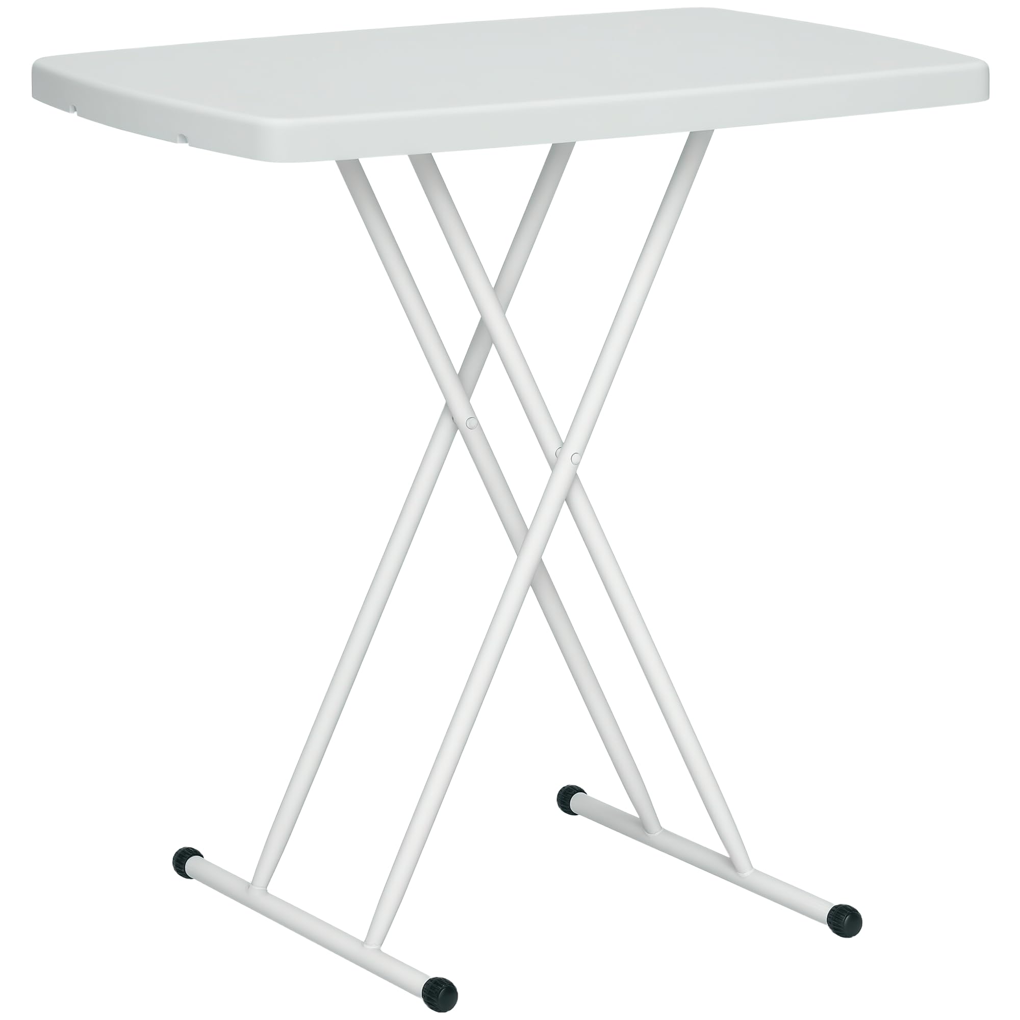 Outsunny Tavolino da Giardino Pieghevole Altezza Regolabile HDPE Metallo 76x50x74 cm Bianco