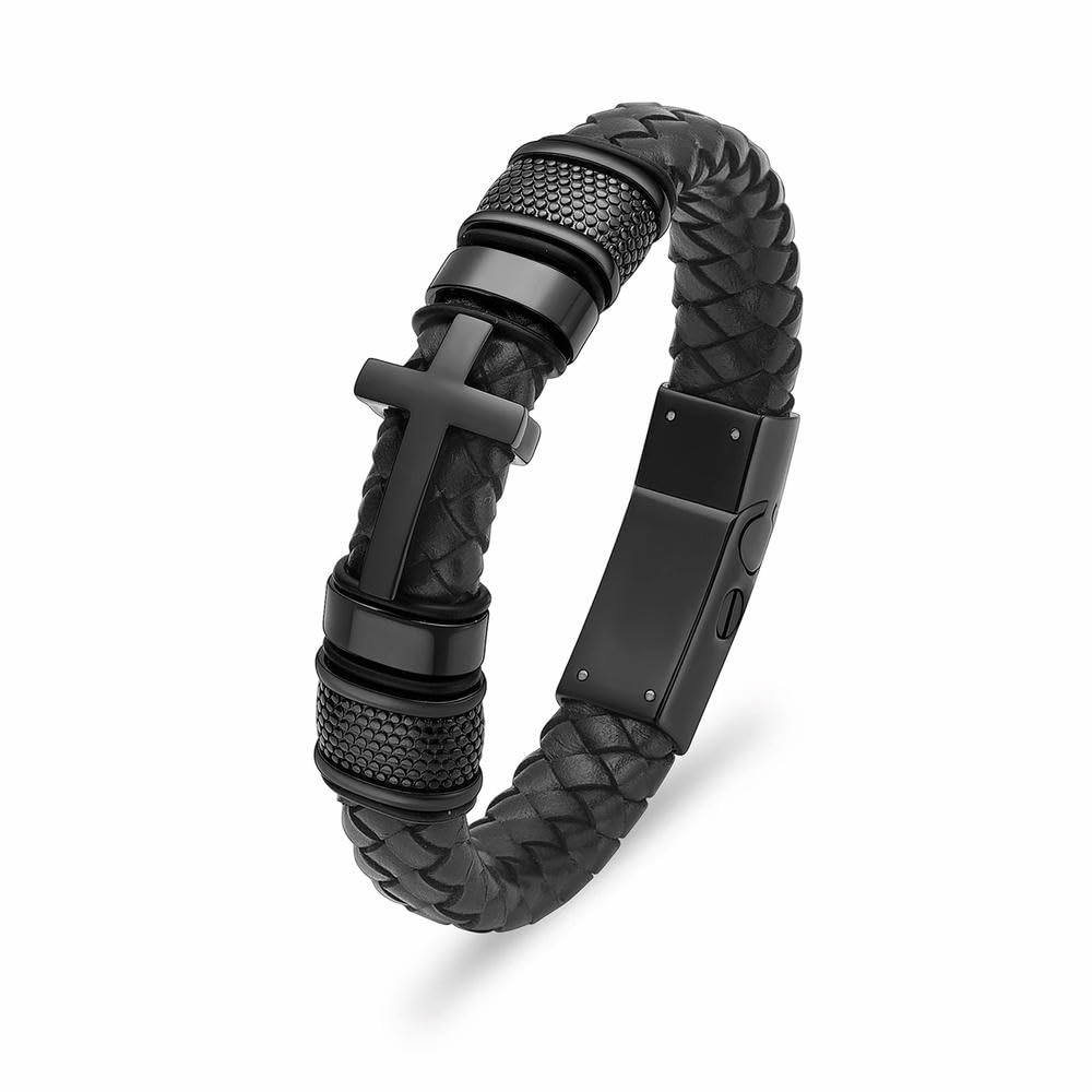Bracelet urne funéraire cuir noir 20 cm à porter au quotidien en mémoire