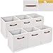 MaidMAX Cloth Storage Bins, Cubes Baskets Containers with Wooden Handles for Home Closet Bedroom Drawers Organizers, Foldable, Grey Polka Dot - Pack of 6, 10.5 x 10.5 x 11
