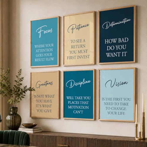 Image of kotart Quote wall Paintings with Frame for Home Decoration - Painting for Living Room Bedroom Office Wall hanging frames Set of 6 Multicolo (13x17 inch, E)
