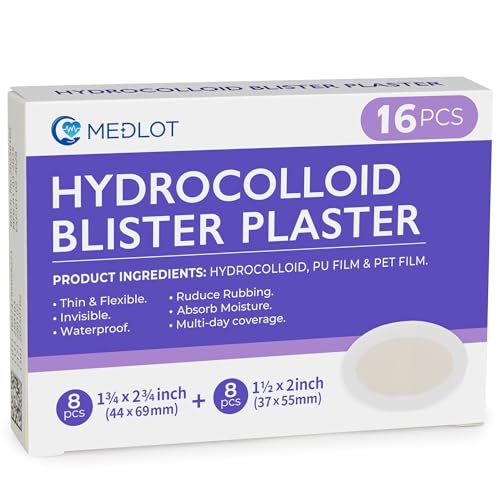 Image of Blister Bandages for Feet, 16pcs Invisible Blister Pads, 2 Size, Hydrocolloid Bandages, Waterproof Seal Blister Cushions for Toes, Heel Blister Prevention, Protection & Healing