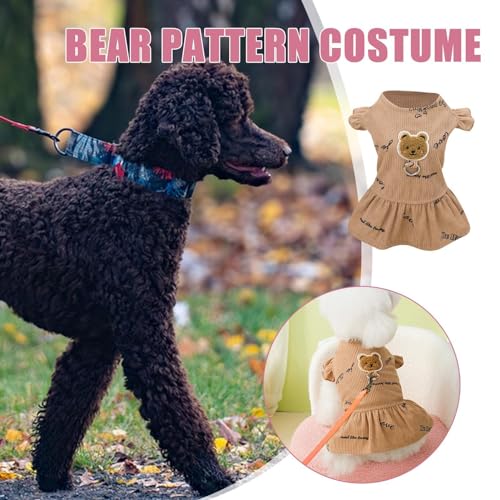 Adoráveis vestidos para cães, fantasia de cachorro com estampa de urso, roupas modernas para cães, u