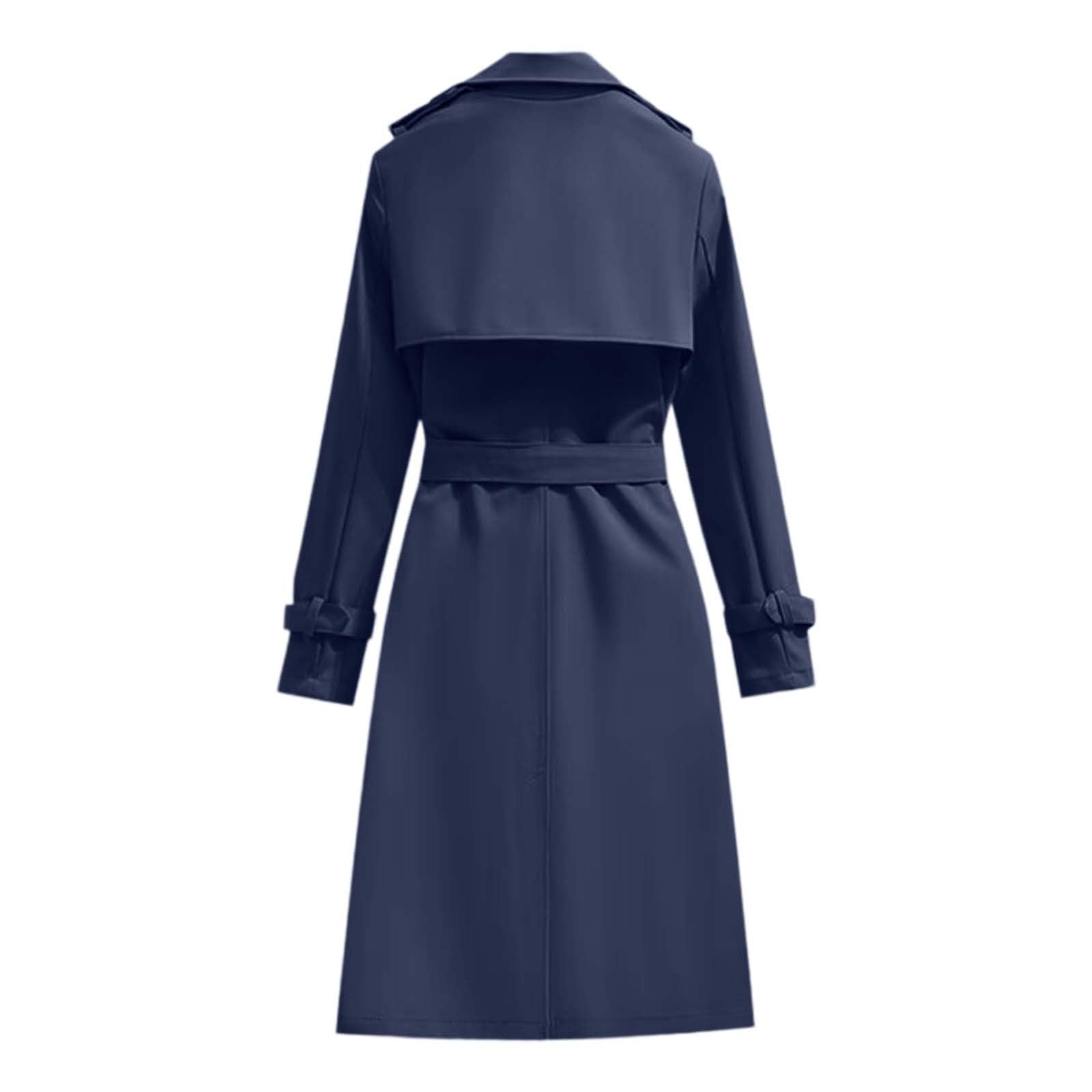 Generisch Gabardina impermeable para mujer, chaqueta cortavientos, ligera, chaqueta de otoño, elegante, larga, cortavientos, parka, tallas grandes, chaqueta de entretiempo, cuello de solapa, chaqueta