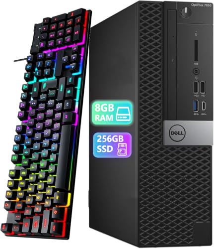 Dell Optiplex 7050 SFF Desktop Computer PC | Core i5-6500T | 8 GB DDR4 RAM | 256 GB SSD | USB WiFi + Bluetooth | Windows 11 Pro | Keyboard & Mouse(Renewed)