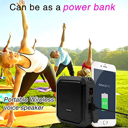 Voice Amplifier with Wired Microphone Headset 18W Waterproof IPX5 Voice Loudspeaker 4400mAh Rechargeable Portable PA System Power Bank for Outdoors, Water Aerobics Teaching, Meeting, Training, etc