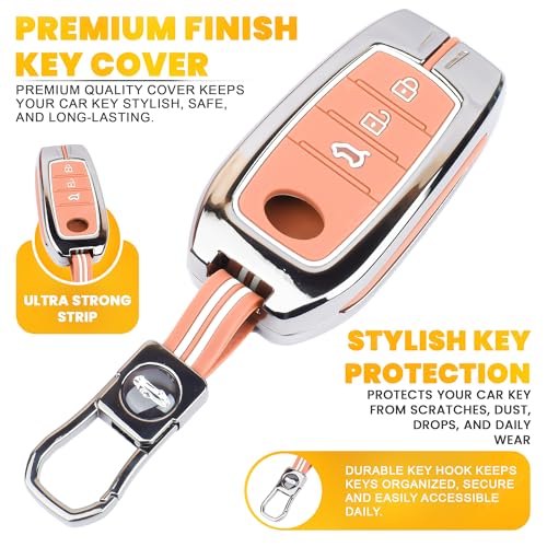 Image of Coll of Fest Premium Metal Silicone Brown Key Cover Compatible with Toyota Fortuner | Toyota Fortuner Legender | Toyota Innova Hycross | Toyota Invicto 3 Button Key Glow in the Dark