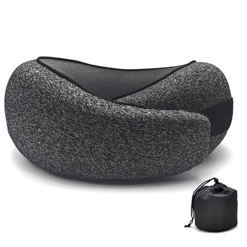 Rayson Almohada de Viaje de Espuma con Memoria Ajustable Almohada Cervical Apoyo para el Avión Coche Oficina Incluye Bolsa para Almacenamiento,Gris Oscuro