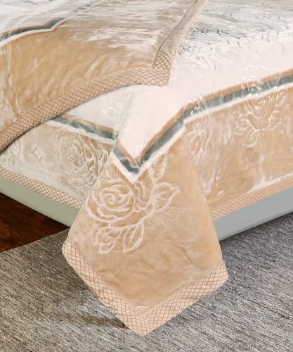 Image of Petals Dreams Blanket Double Bed for Mild Winter, 700 GSM, 2 Ply, Cloudy Mink Blanket (210x240 cm) (Symphony)