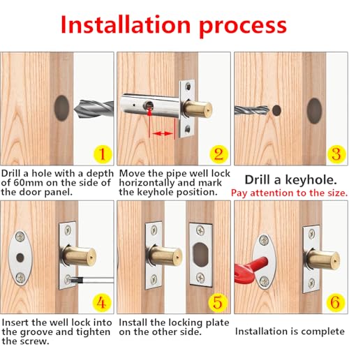 Ctyjia 1PCS Door Security Rack Bolt, Mortice Door Bolt with Star Key, Anti-Theft Door Lock Bolt, Security Mortice Rack Bolts - Image 4