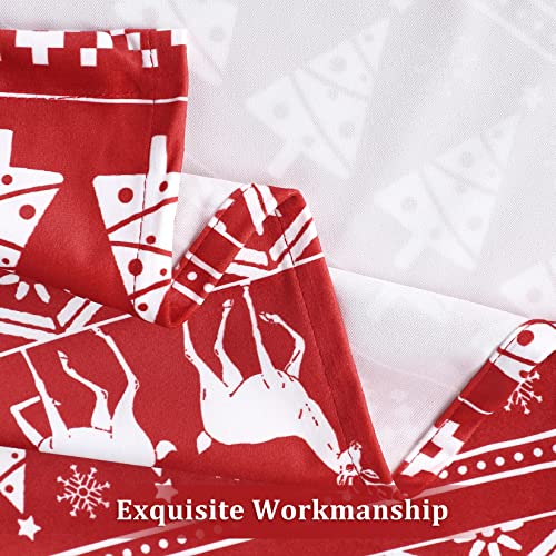 Homerry Red Boho Velvet Window Valances Xmas Tree Deer Snowflake Pattern Window Treatment Decor Curtains Window Dressing Christmas Decor For Kitchen/Living Room, 52" W X 15" L, One Panel #TOP4